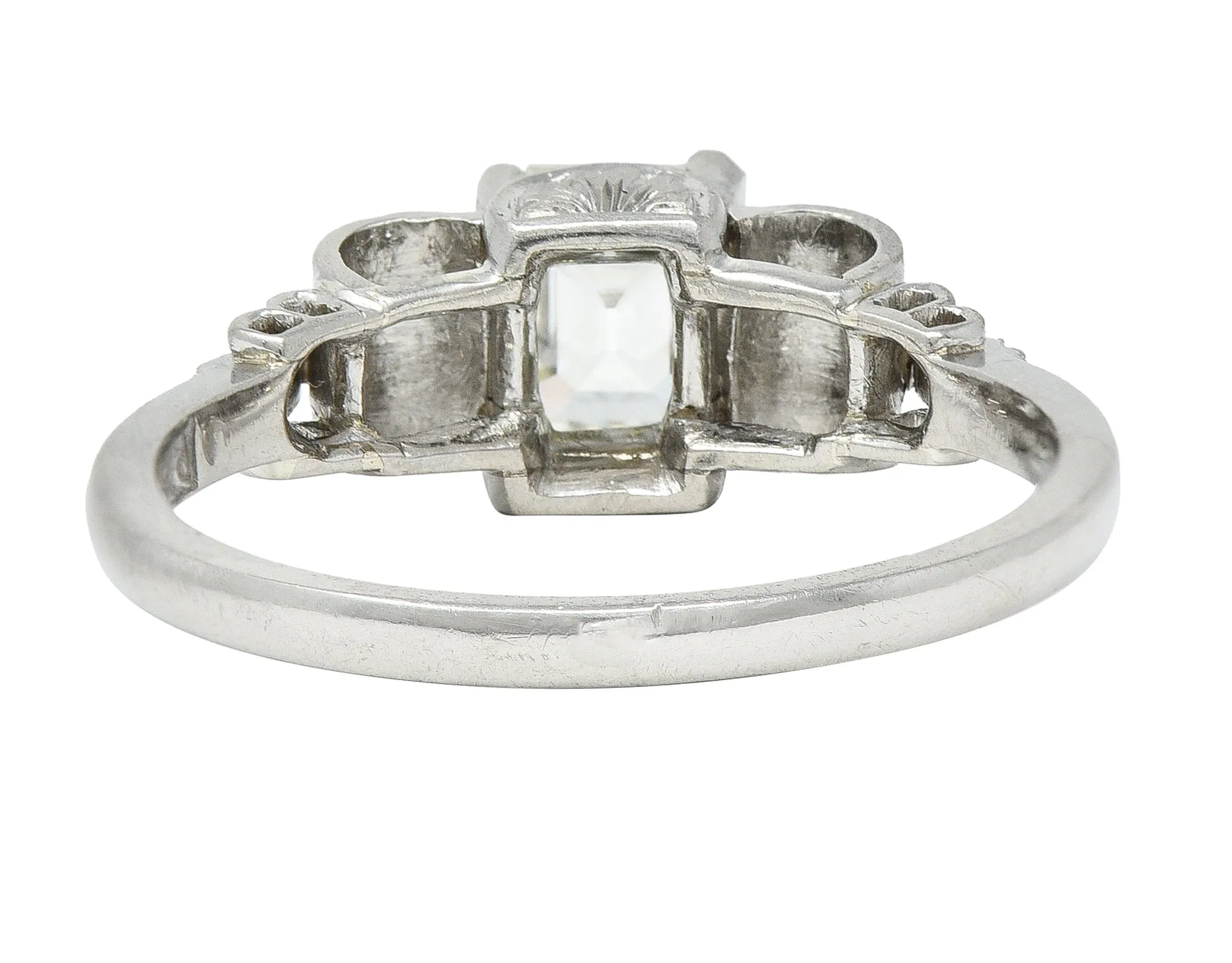 Art Deco 0.97 CTW Emerald Cut Diamond Platinum Vintage Engagement Ring GIA