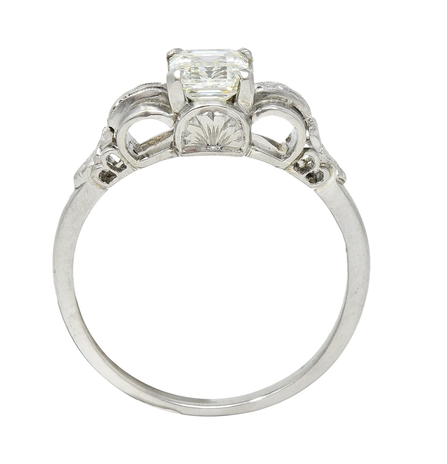 Art Deco 0.97 CTW Emerald Cut Diamond Platinum Vintage Engagement Ring GIA