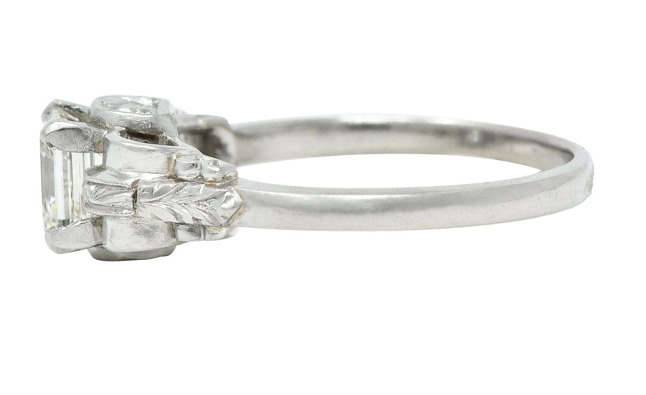 Art Deco 0.97 CTW Emerald Cut Diamond Platinum Vintage Engagement Ring GIA