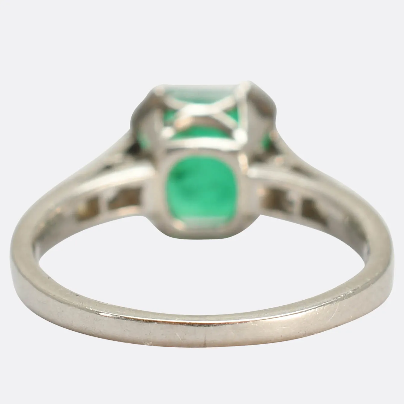 Art Deco Emerald & Asscher Cut Diamond Engagement Ring