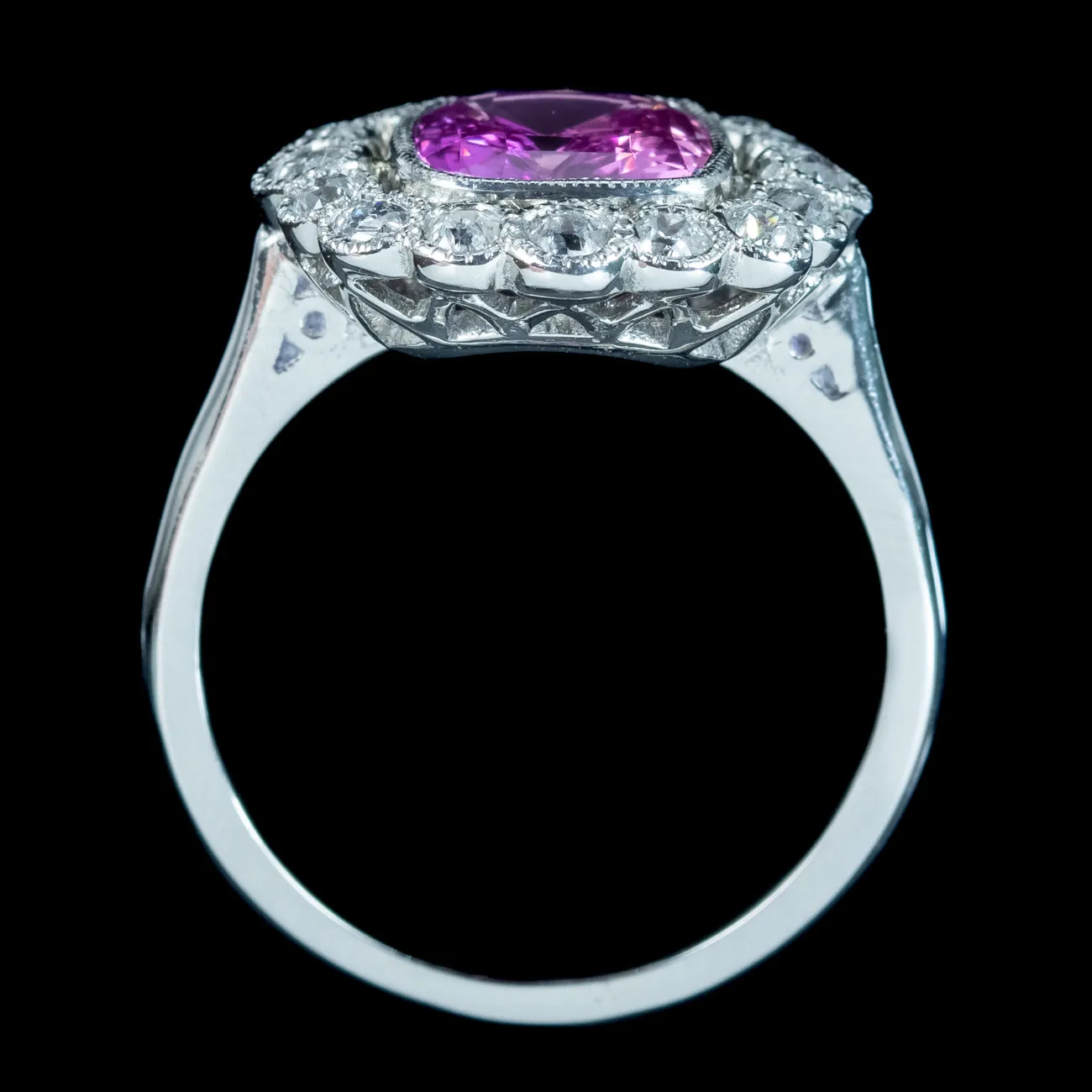 Art Deco Style Ceylon Sapphire Diamond Ring 2.11ct Colour Change Sapphire With Cert