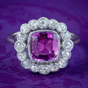 Art Deco Style Ceylon Sapphire Diamond Ring 2.11ct Colour Change Sapphire With Cert