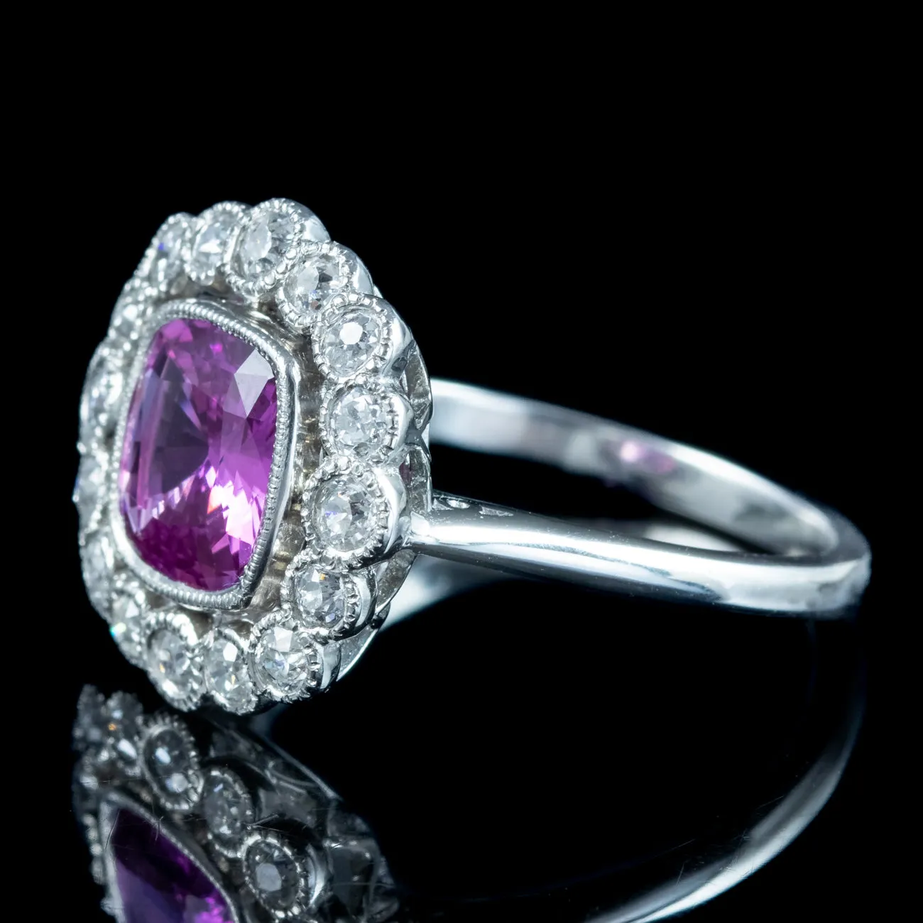 Art Deco Style Ceylon Sapphire Diamond Ring 2.11ct Colour Change Sapphire With Cert