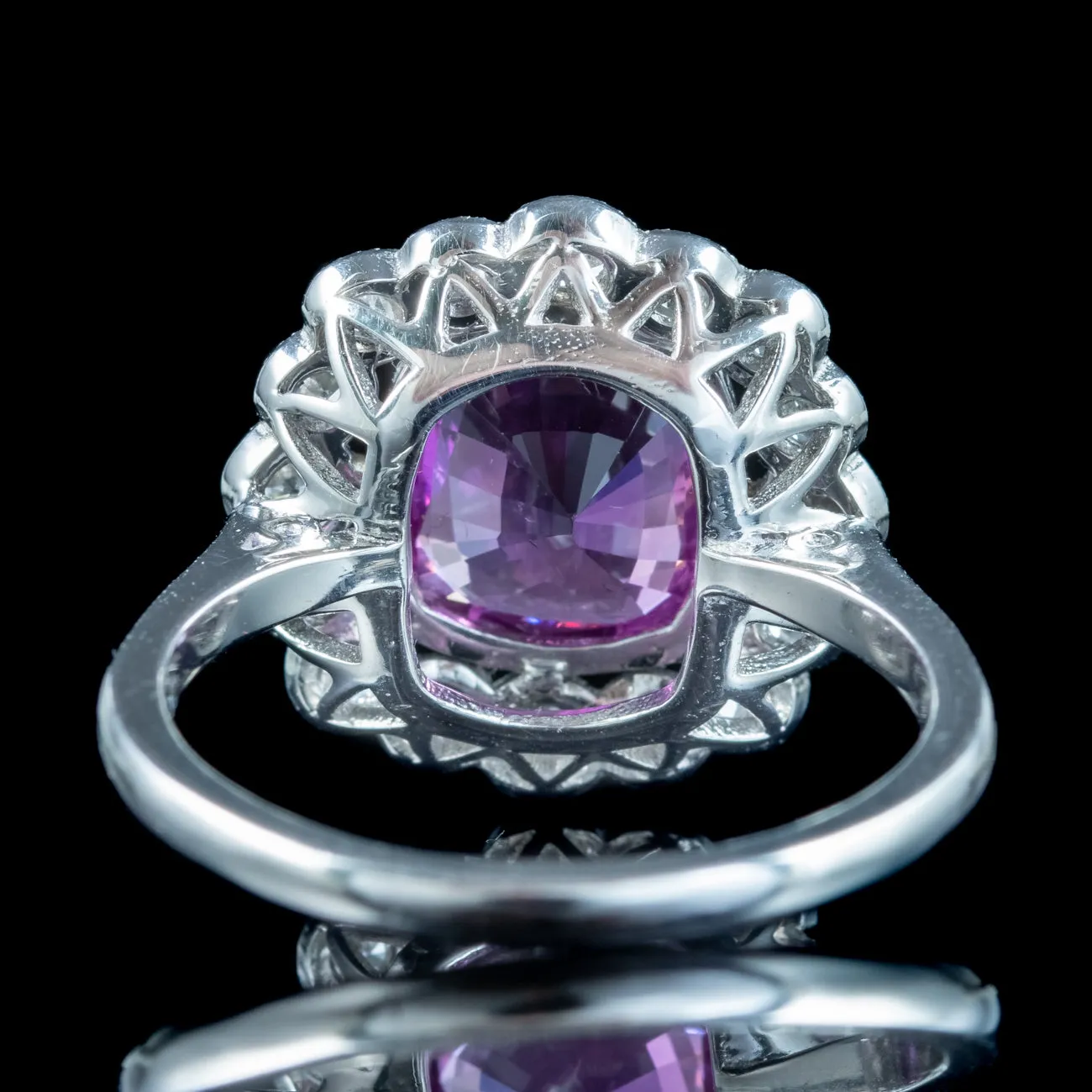 Art Deco Style Ceylon Sapphire Diamond Ring 2.11ct Colour Change Sapphire With Cert