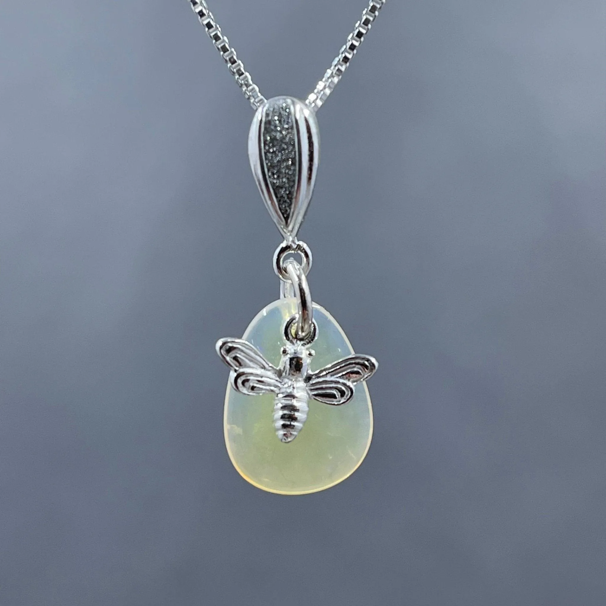 Australian Mintabie 2.3 CT Opal with Honey Bee Charm Necklace
