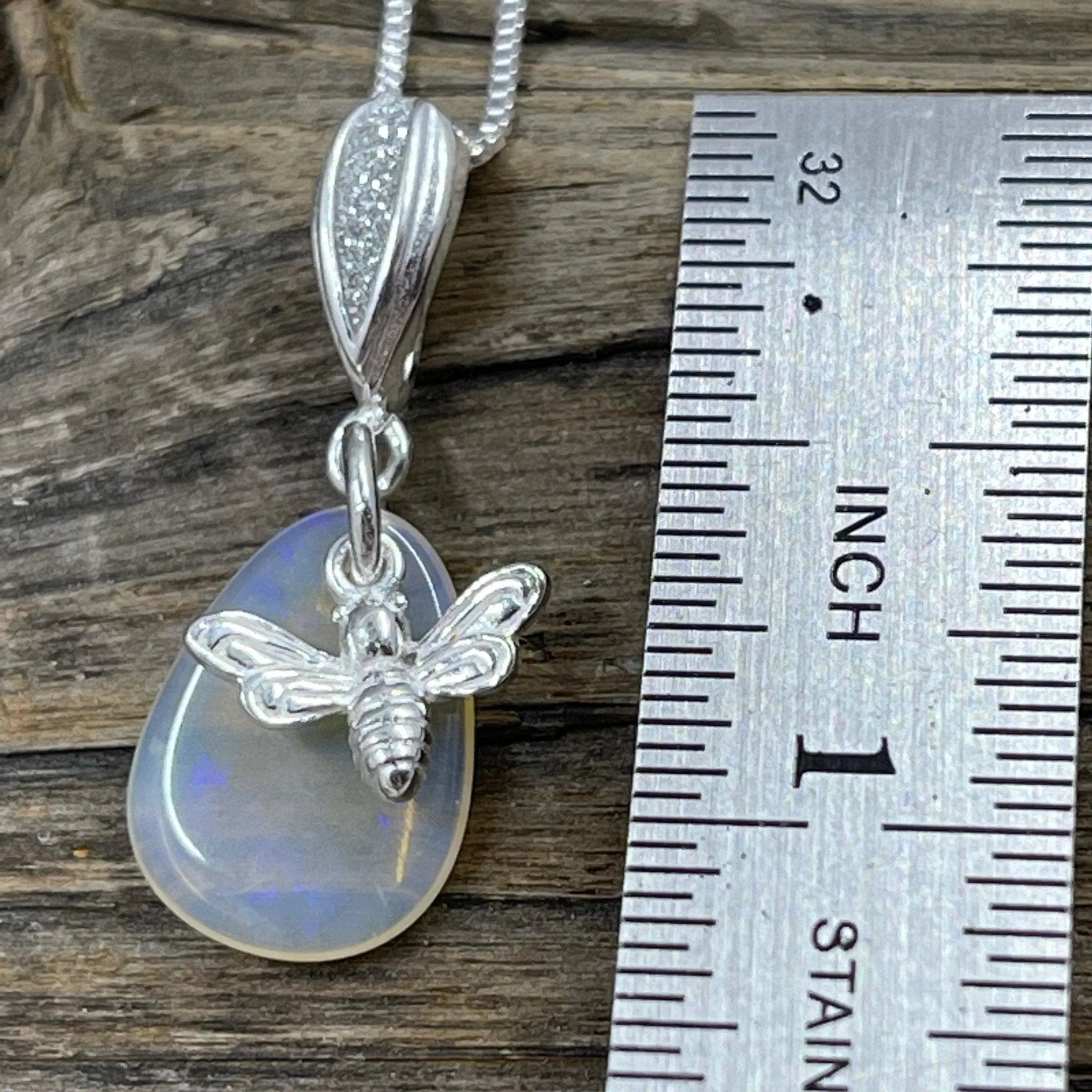 Australian Mintabie 2.3 CT Opal with Honey Bee Charm Necklace
