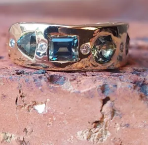 Australian Sapphire and Diamond Gold Band