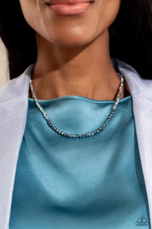 Backstage Beauty - Silver - and Oil Spill Bead Paparazzi Short Necklace