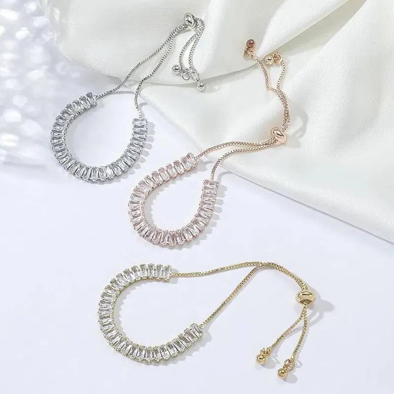Baguette Crystal Adjustable Tennis Bracelets