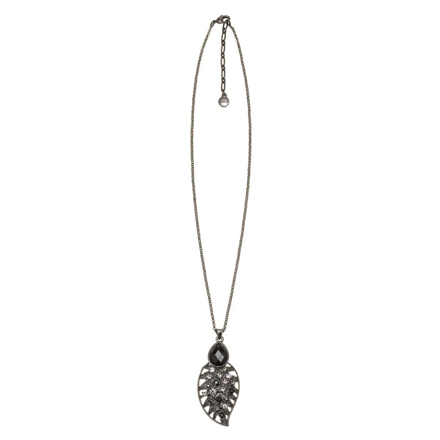 BALCK FACETED STONE CRYSTAL  NECKLACES #306BK1301 (5A3/3D1/2C4)