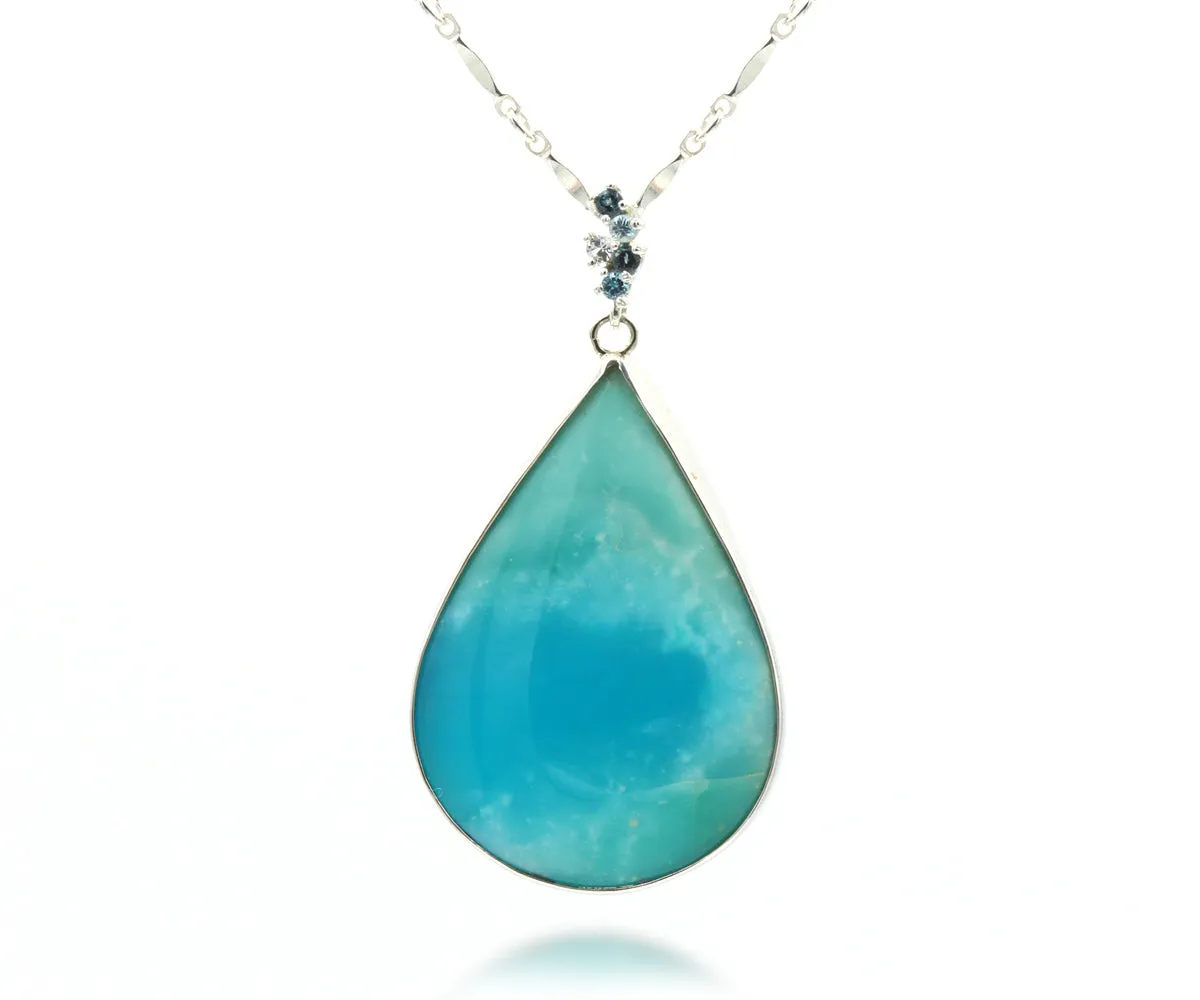 Beach Opal Petrified Wood Teardrop Jewelry Set