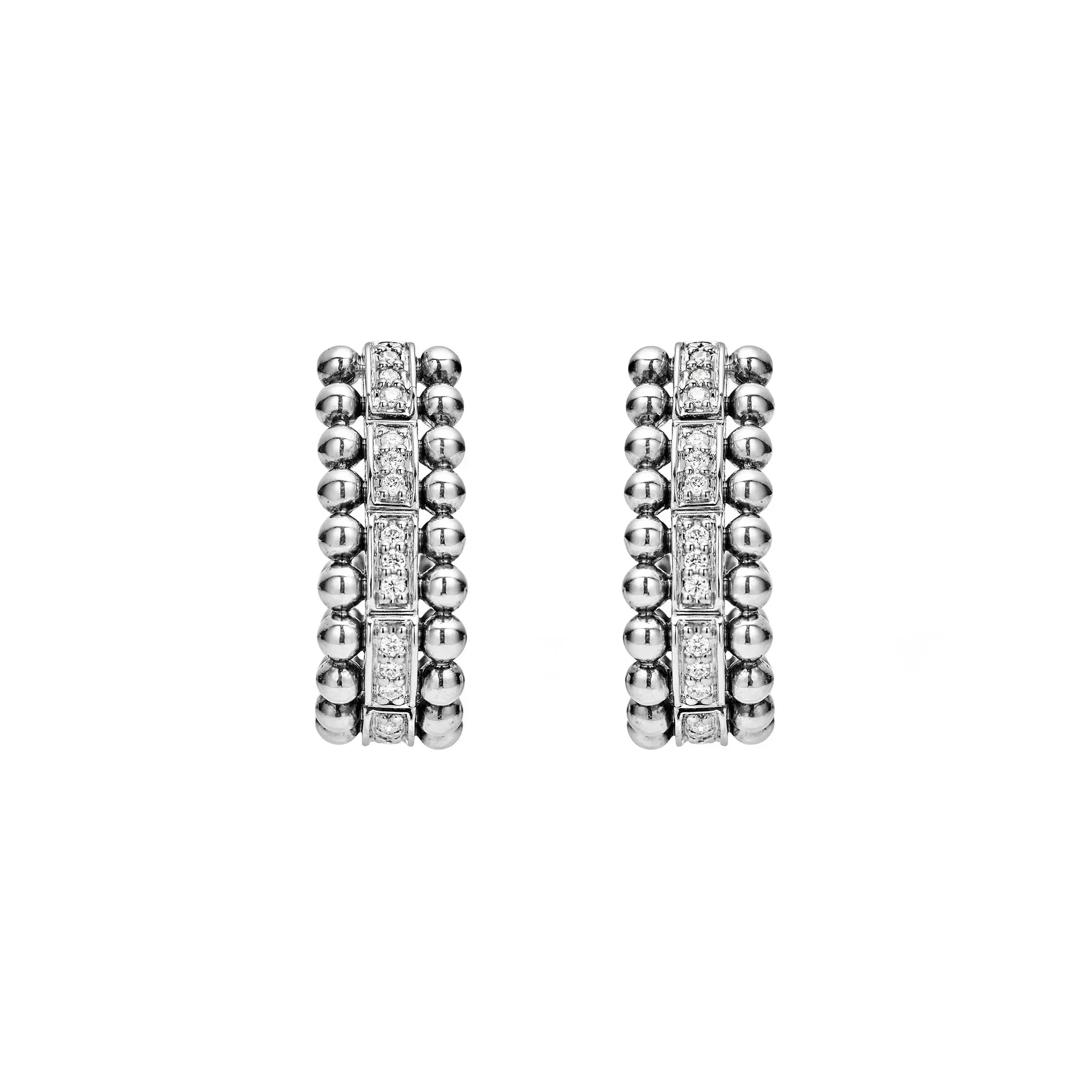 Beaded Diamond Huggie Earrings