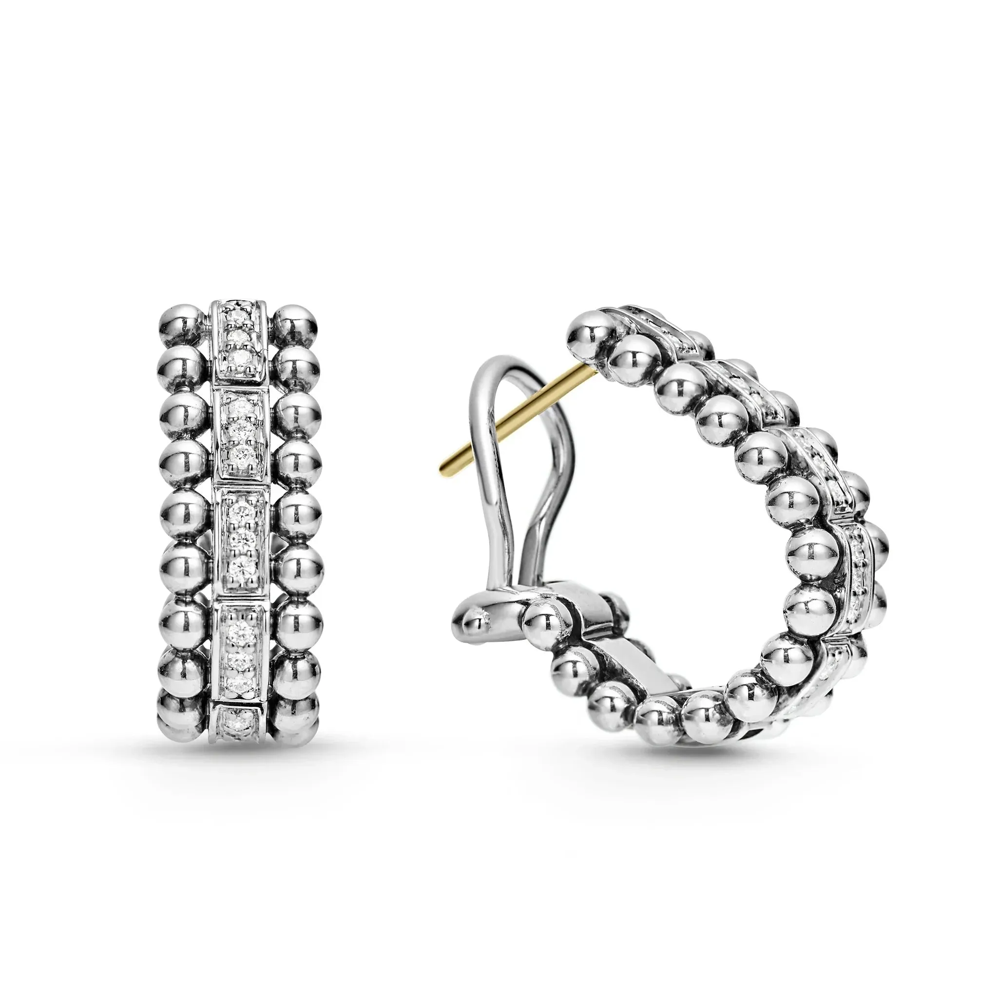 Beaded Diamond Huggie Earrings