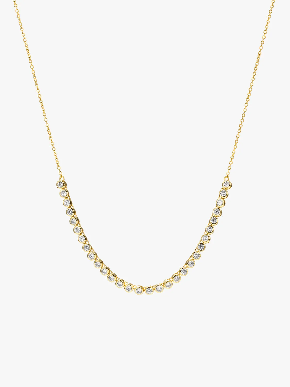 Bezel Crystal Half Tennis Necklace