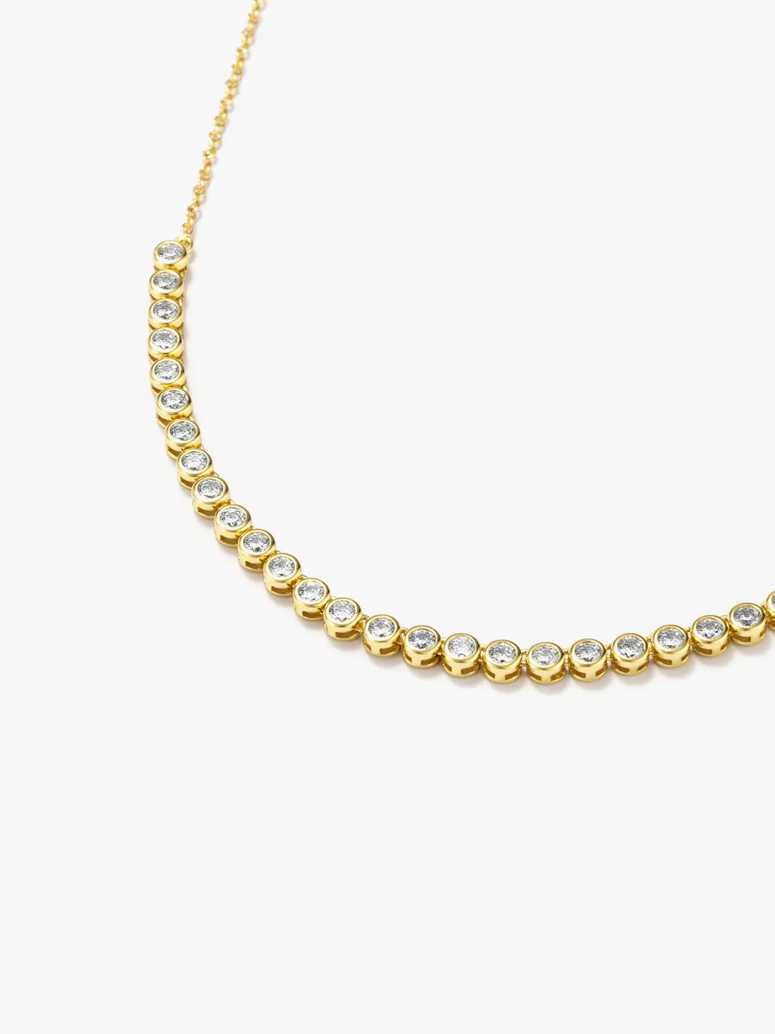 Bezel Crystal Half Tennis Necklace