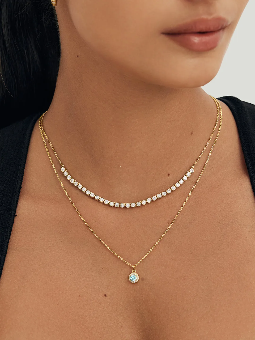 Bezel Crystal Half Tennis Necklace