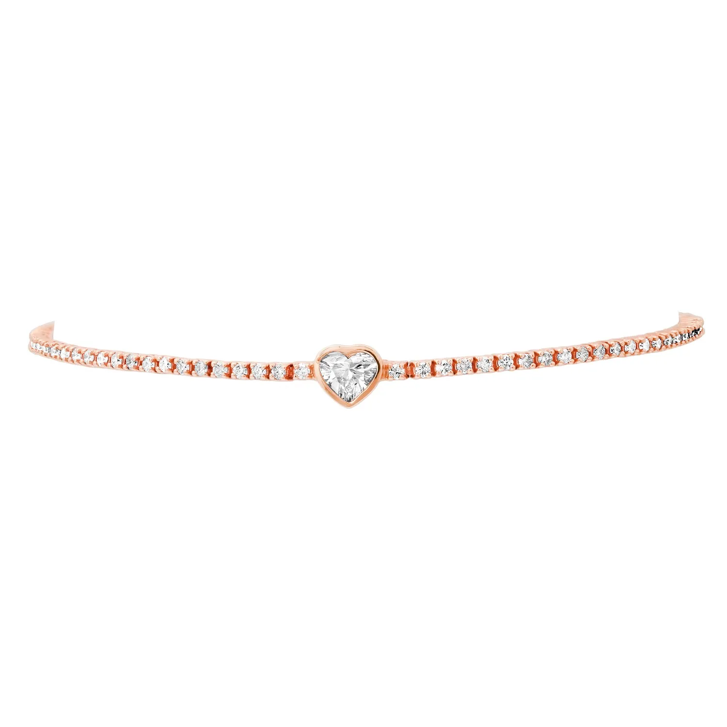 Bezel Set Diamond Heart Tennis Bracelet