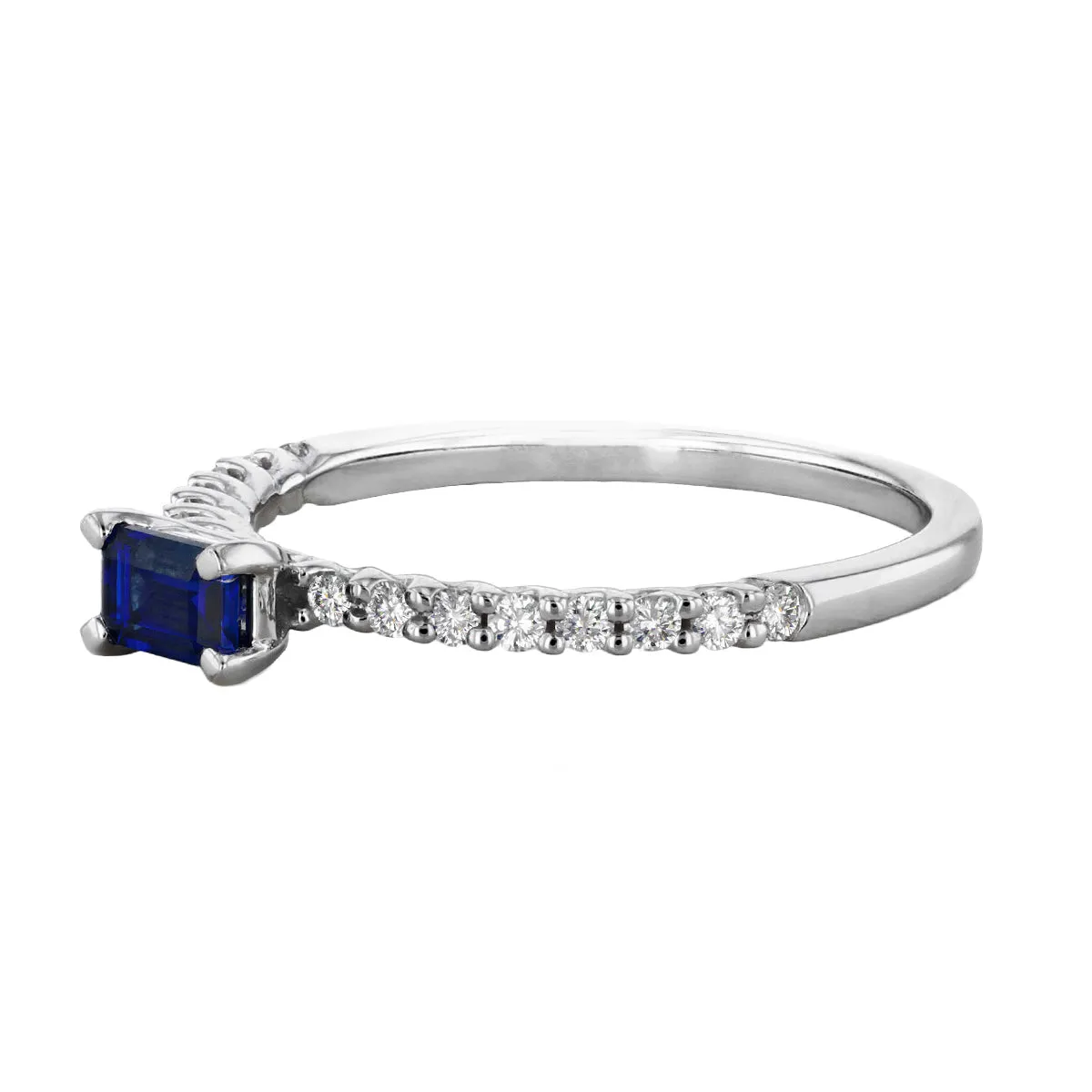 Bijou Collection 0.40ct Emerald-Cut Sapphire and Diamond Ring | 9K White Gold