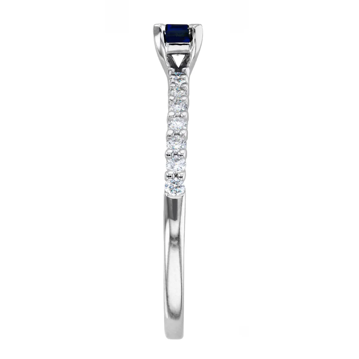 Bijou Collection 0.40ct Emerald-Cut Sapphire and Diamond Ring | 9K White Gold