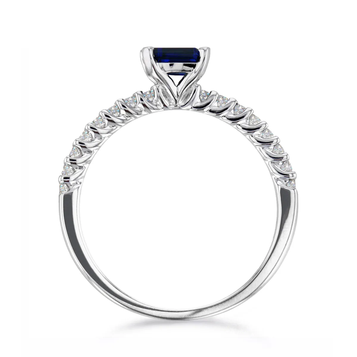 Bijou Collection 0.40ct Emerald-Cut Sapphire and Diamond Ring | 9K White Gold