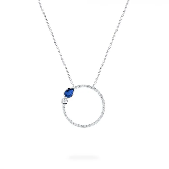 Birks Splash Diamond and Sapphire Circle Necklace