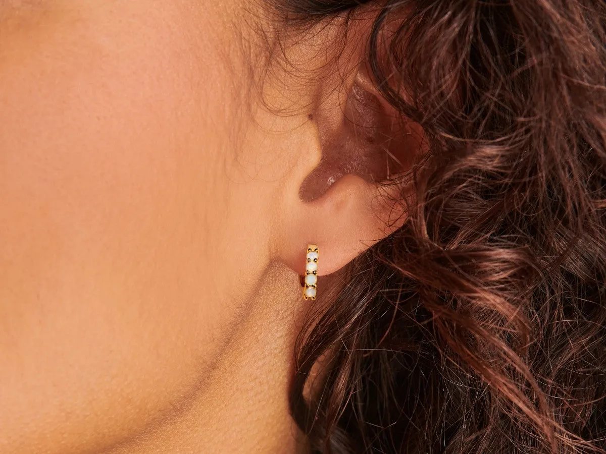 Birthstone Moonstone Huggies - June