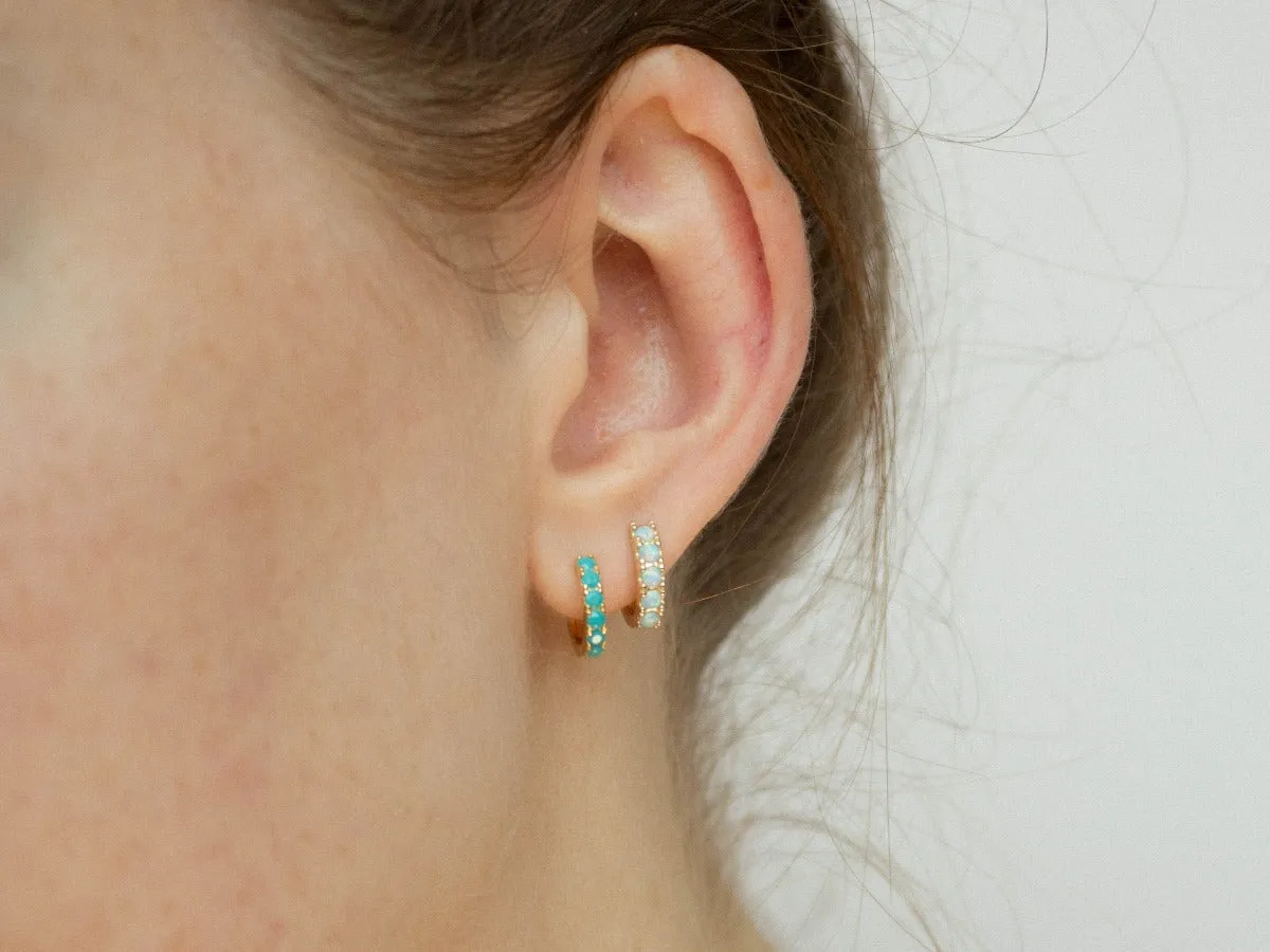 Birthstone Opal Huggies - October