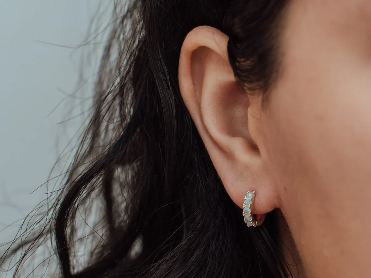 Birthstone Opal Huggies - October