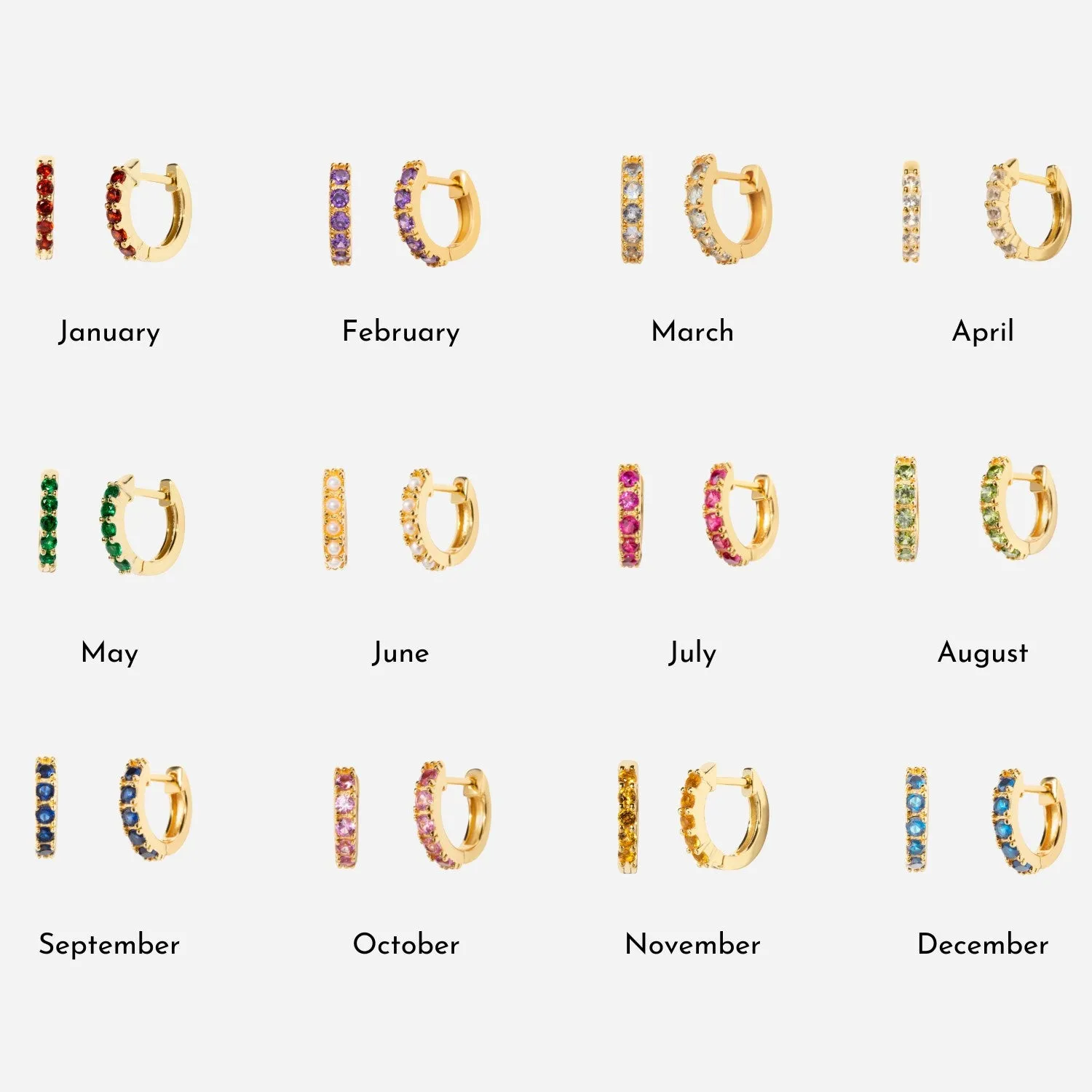 Birthstone Opal Huggies - October