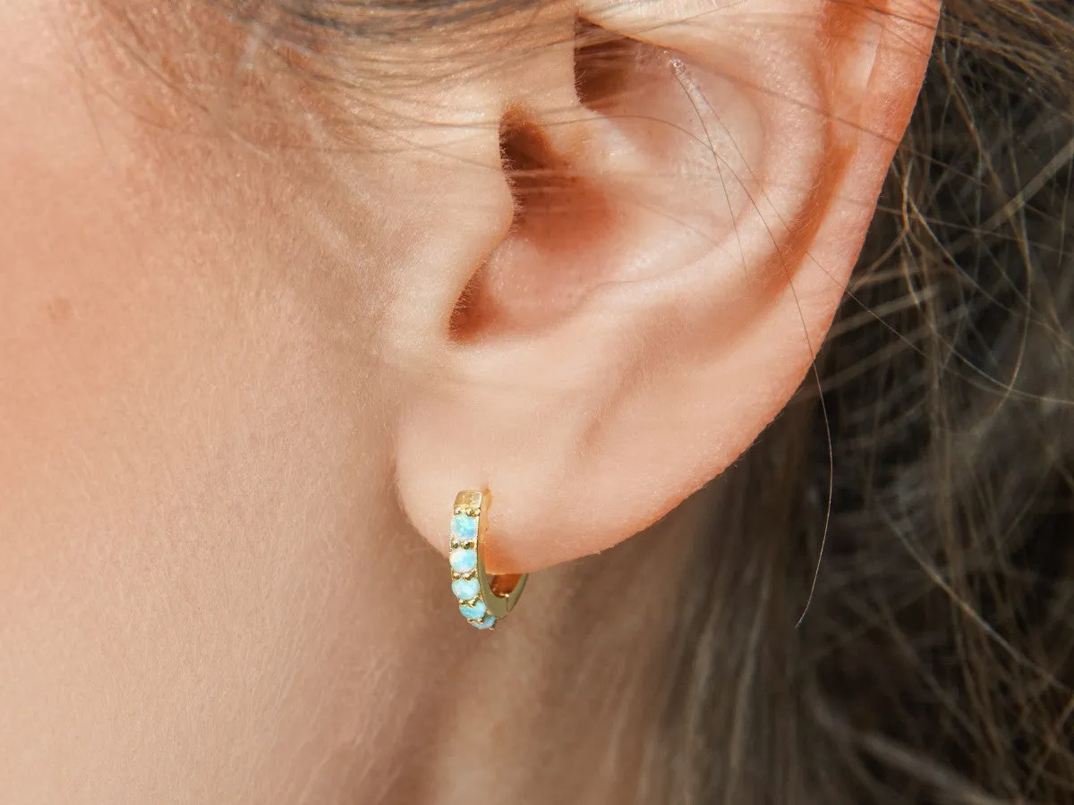 Birthstone Opal Huggies - October