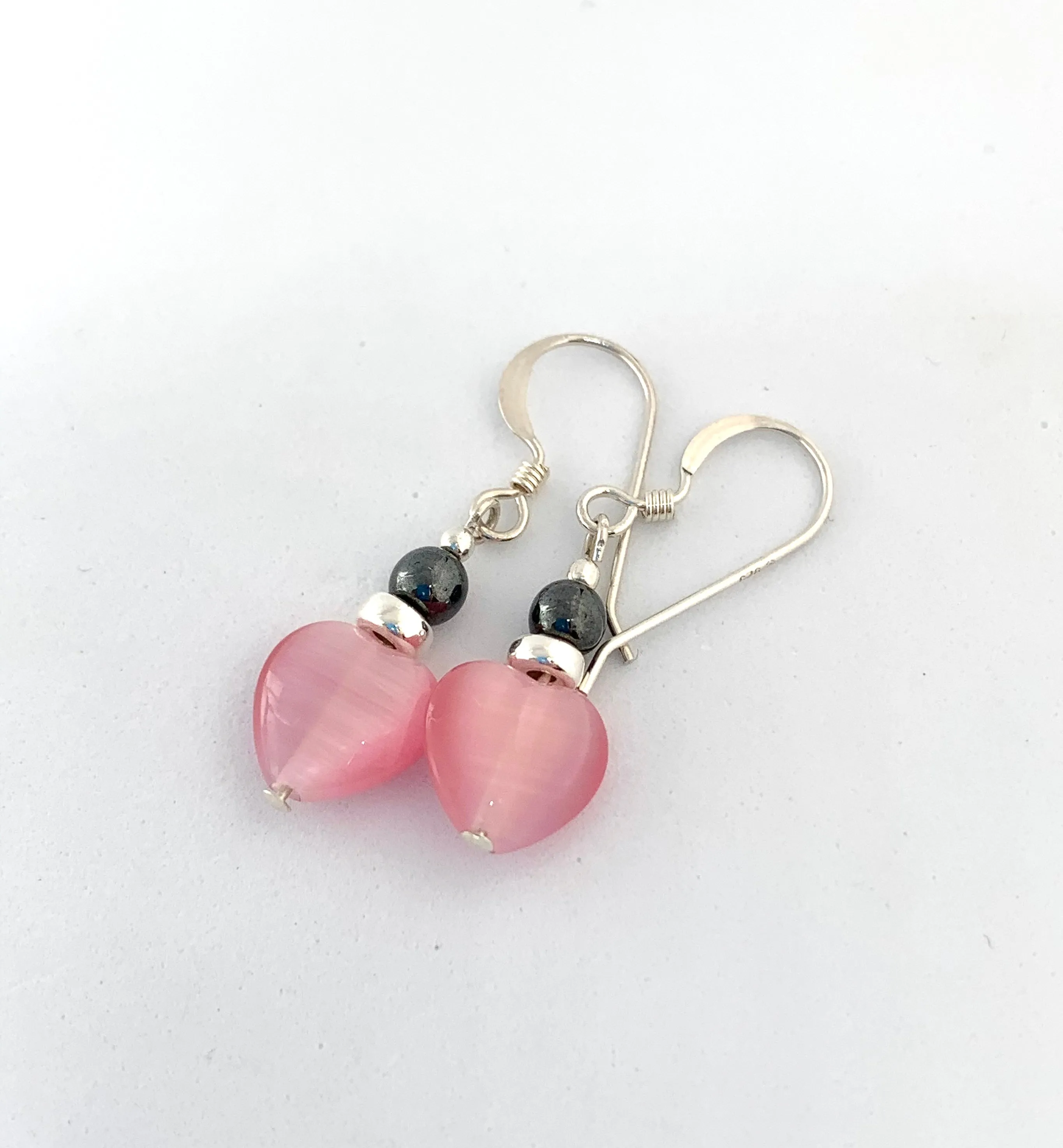 Black and Pink Heart Earrings