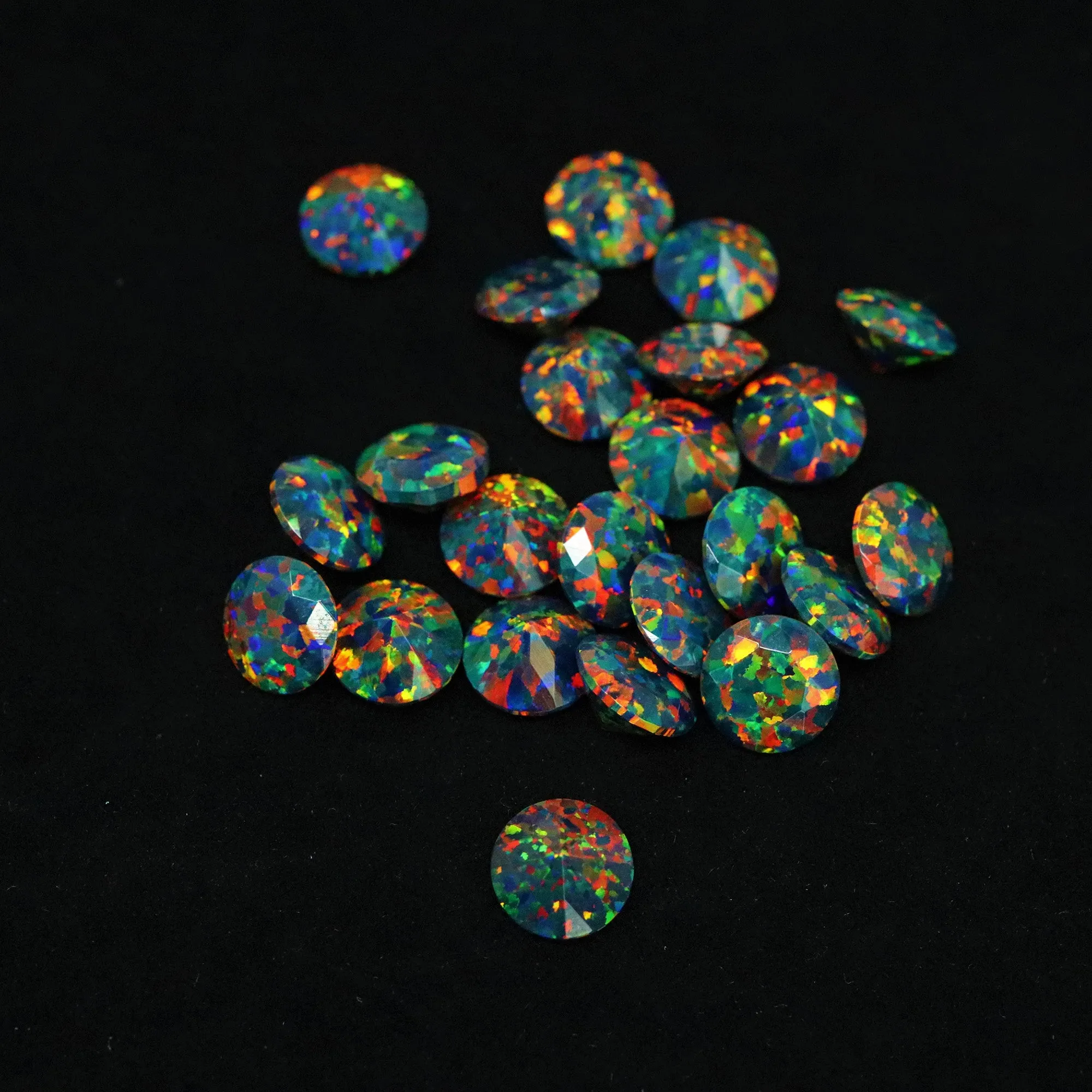 Black Fire Diamond Cut Faceted Opal Stones