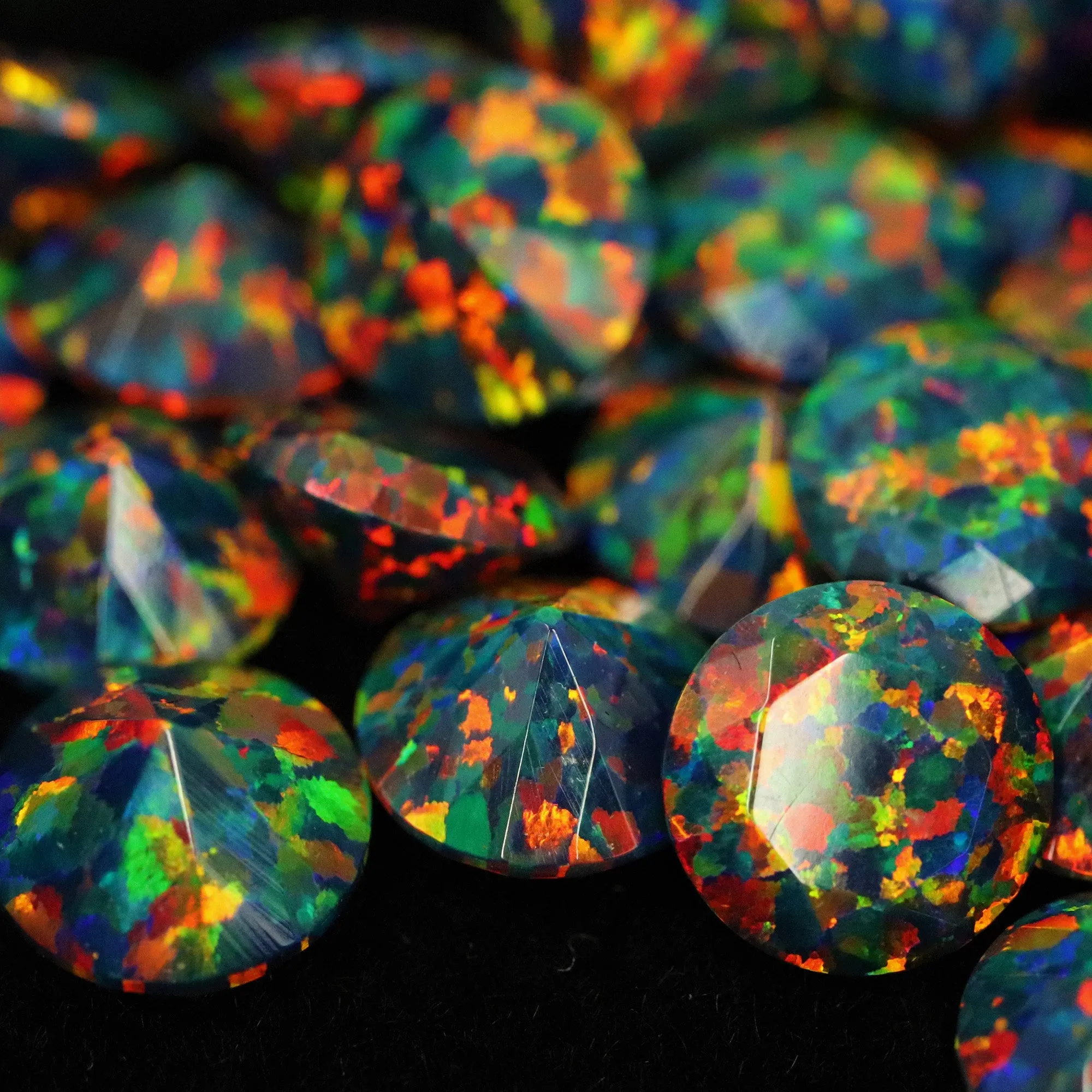Black Fire Diamond Cut Faceted Opal Stones