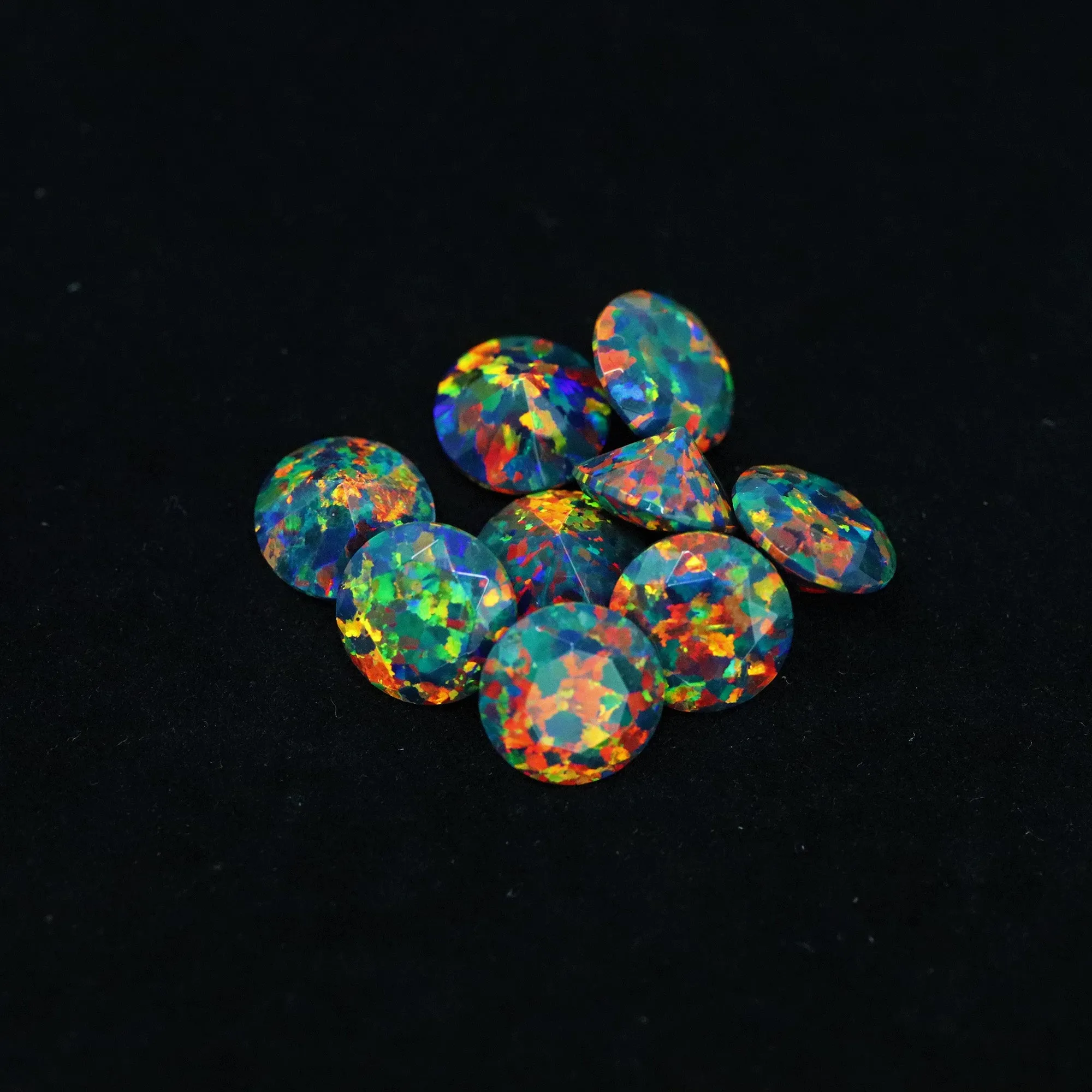 Black Fire Diamond Cut Faceted Opal Stones