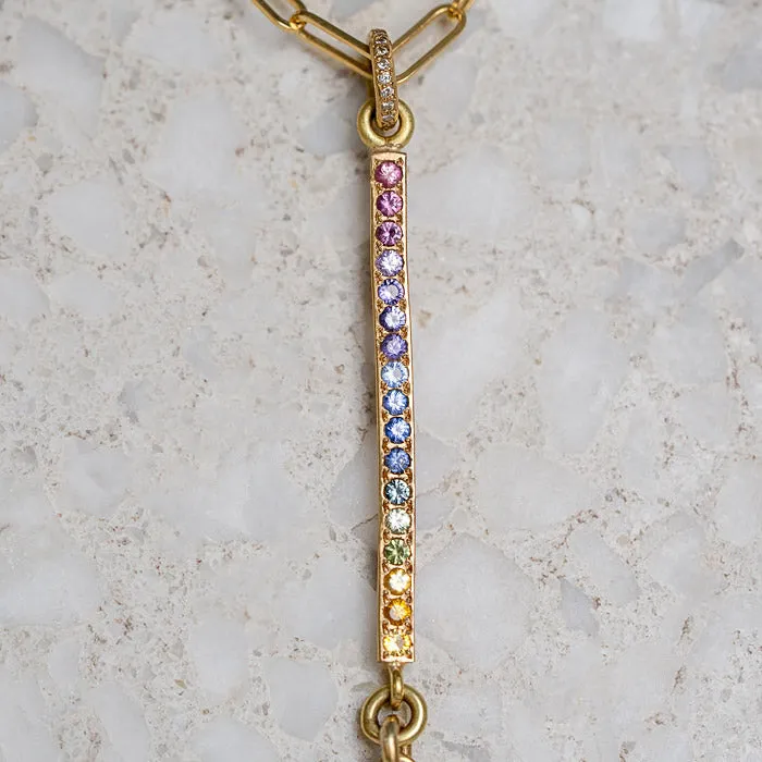 Black Opal Wand Necklace in 18ct Yellow Gold (In Stock)