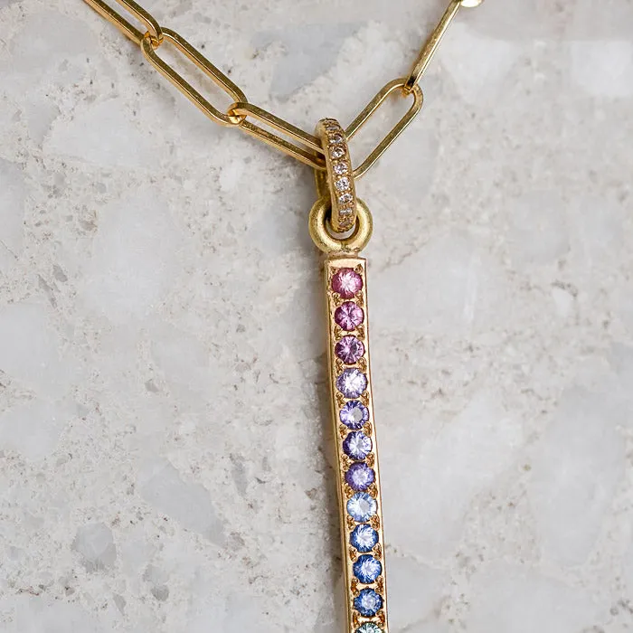 Black Opal Wand Necklace in 18ct Yellow Gold (In Stock)