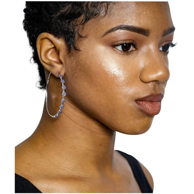 Blu Rhinestone Hoop Earrings