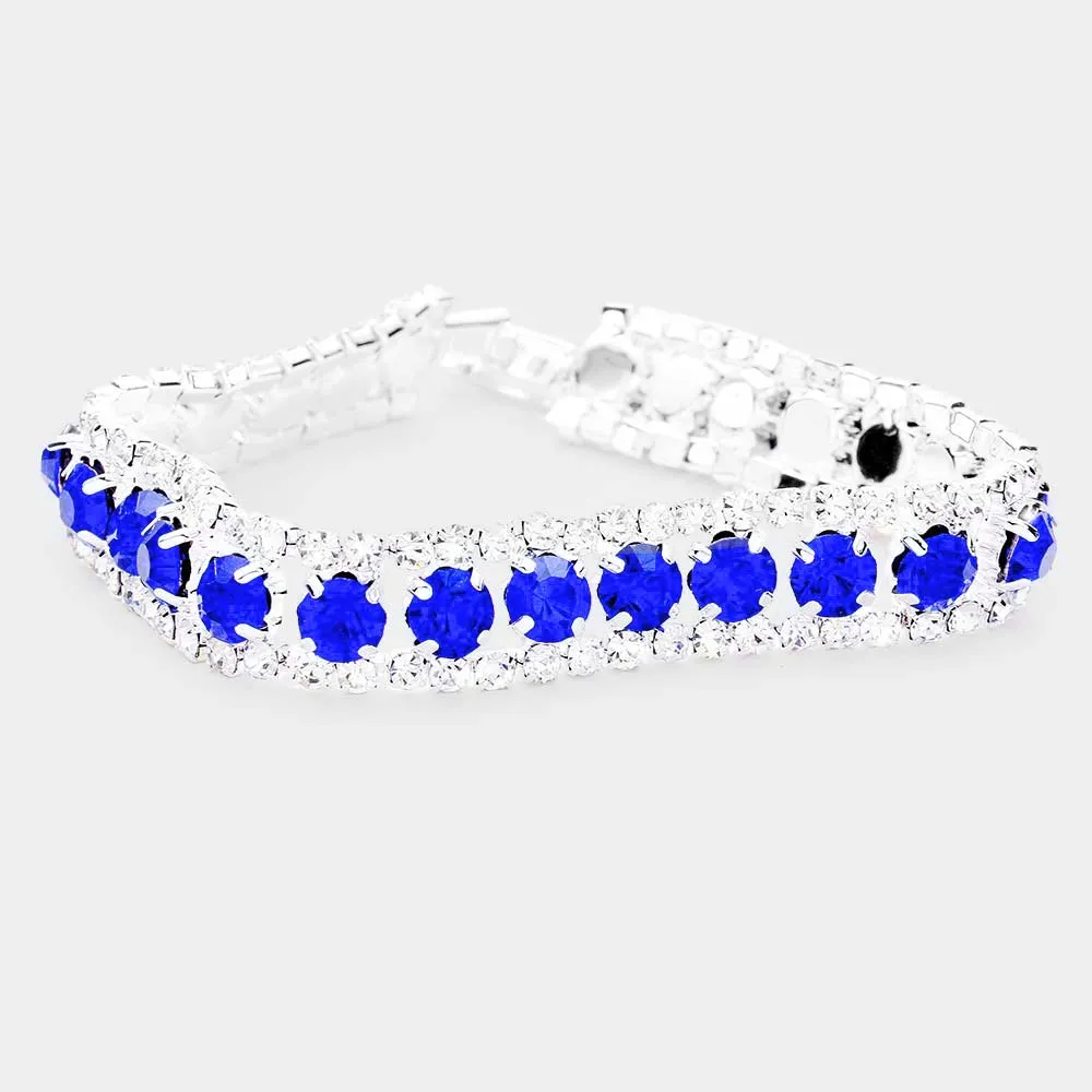 Blue Crystal Rhinestone Tennis Bracelet | 4768671