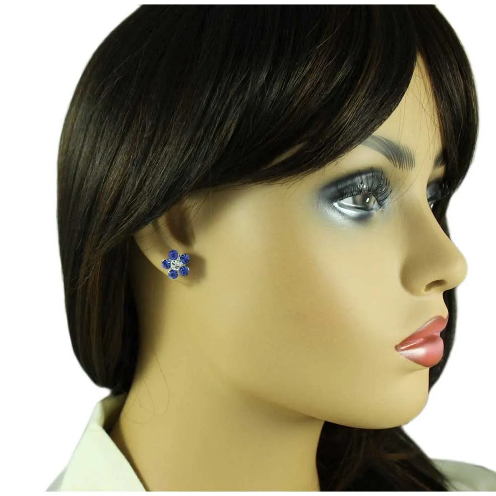 Blue Flower Power Crystal Daisy Necklace and Earring Set - PT519BLBS