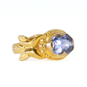 Blue Sapphire 5.76 Carat Faceted 22k Handcrafted Gemstone Ring