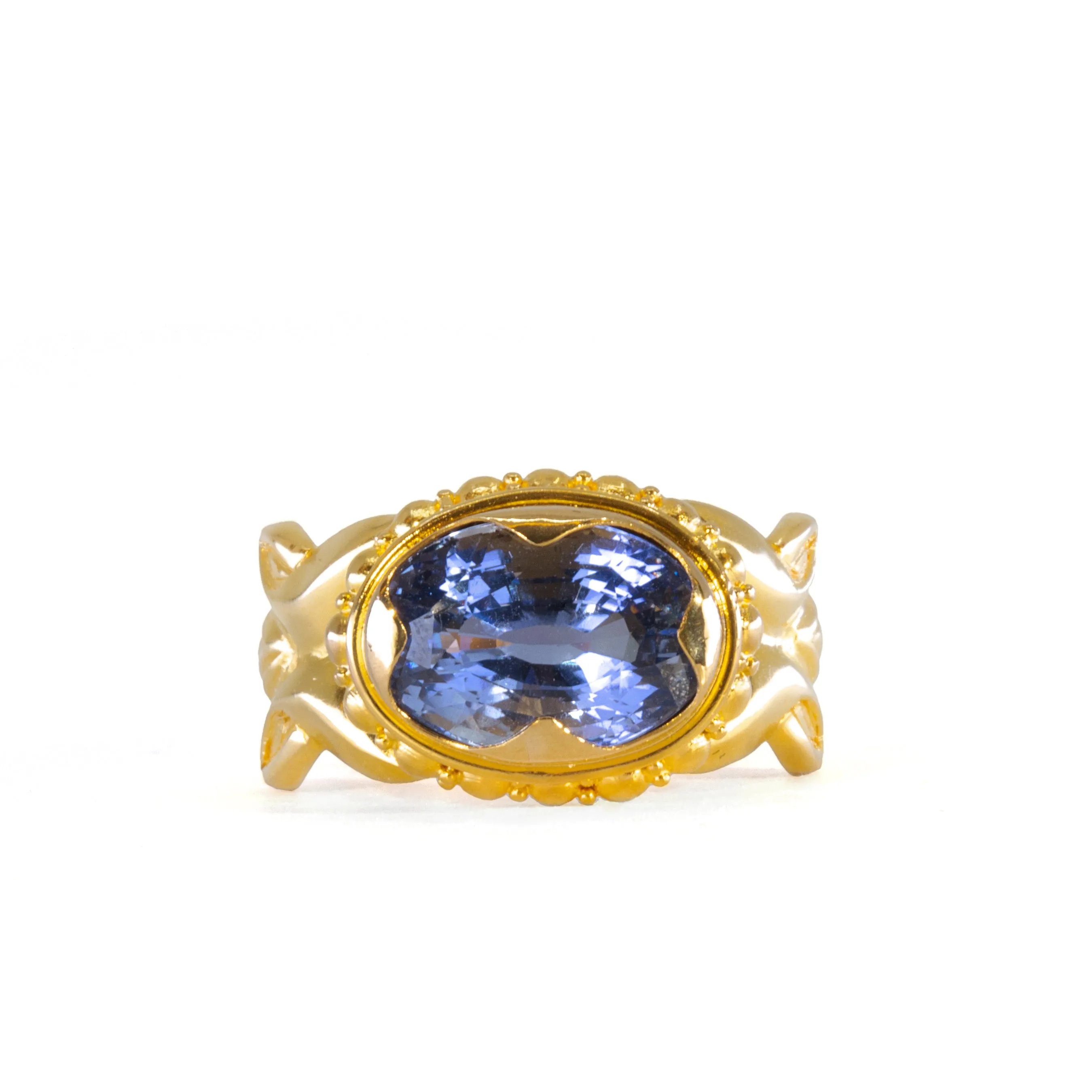 Blue Sapphire 5.76 Carat Faceted 22k Handcrafted Gemstone Ring