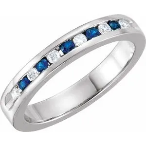 Blue Sapphire & 1/8 CTW Diamond Classic Channel-Set Anniversary Band