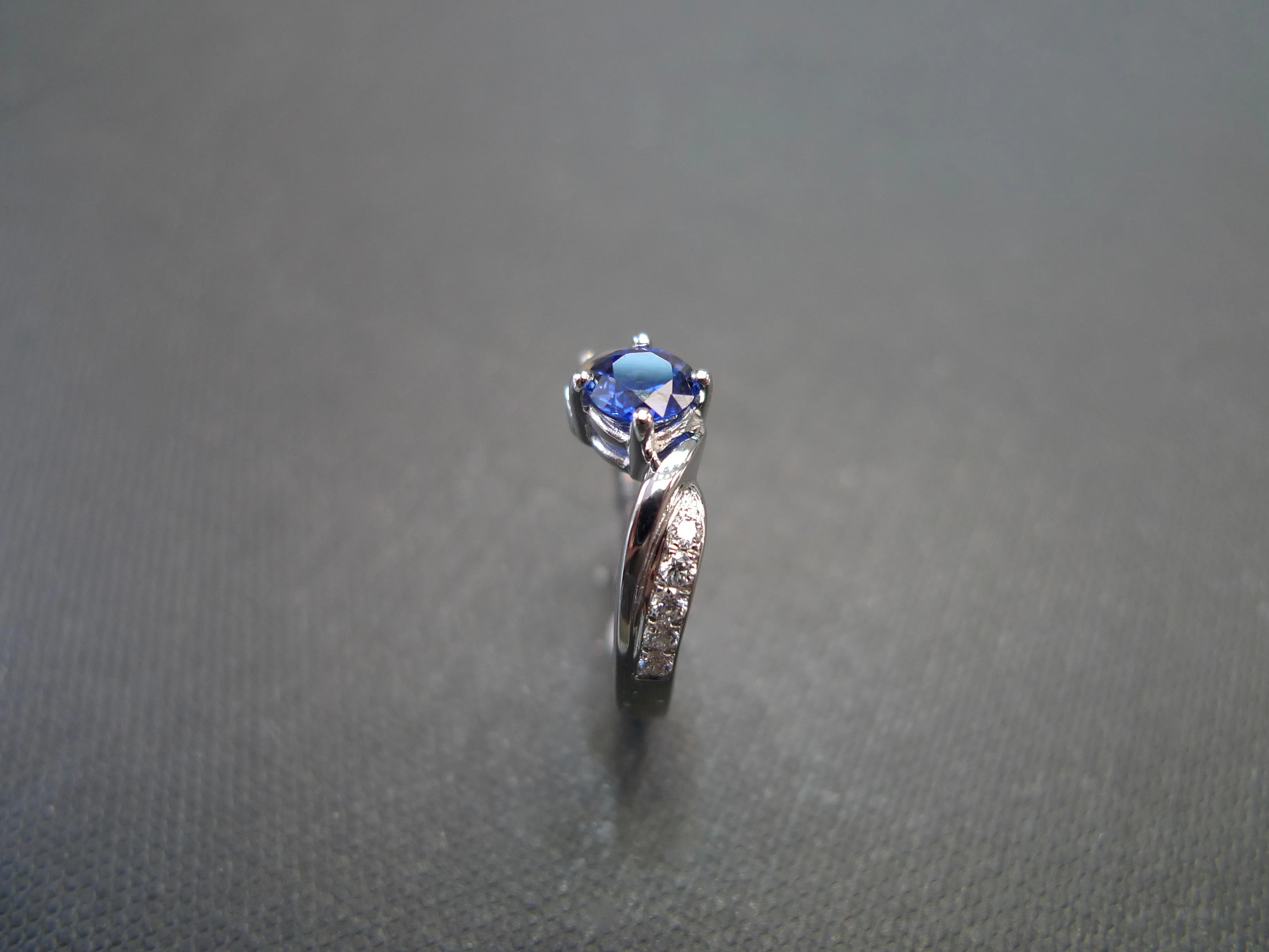 Blue Sapphire and Diamond Twist Ring