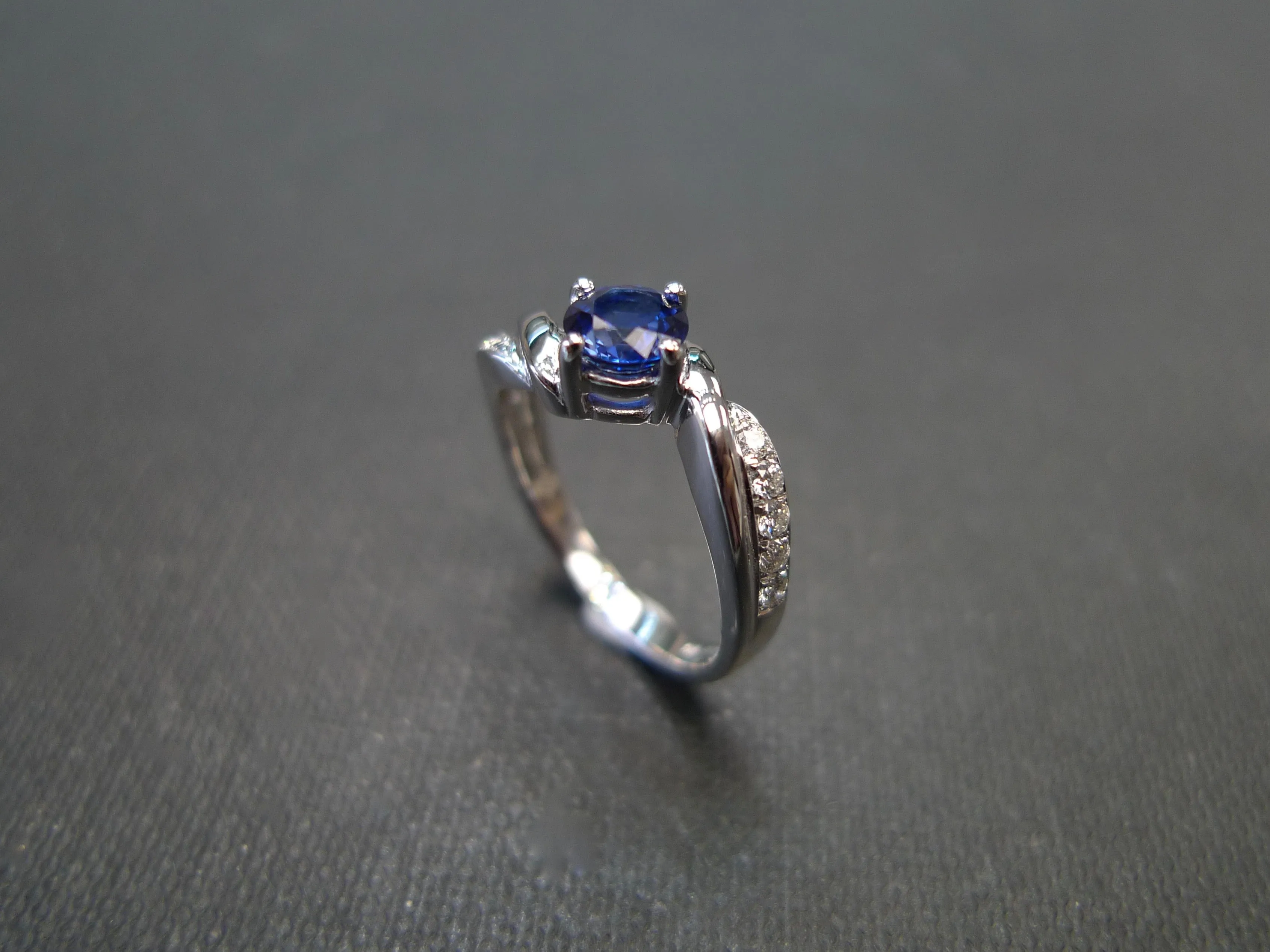 Blue Sapphire and Diamond Twist Ring