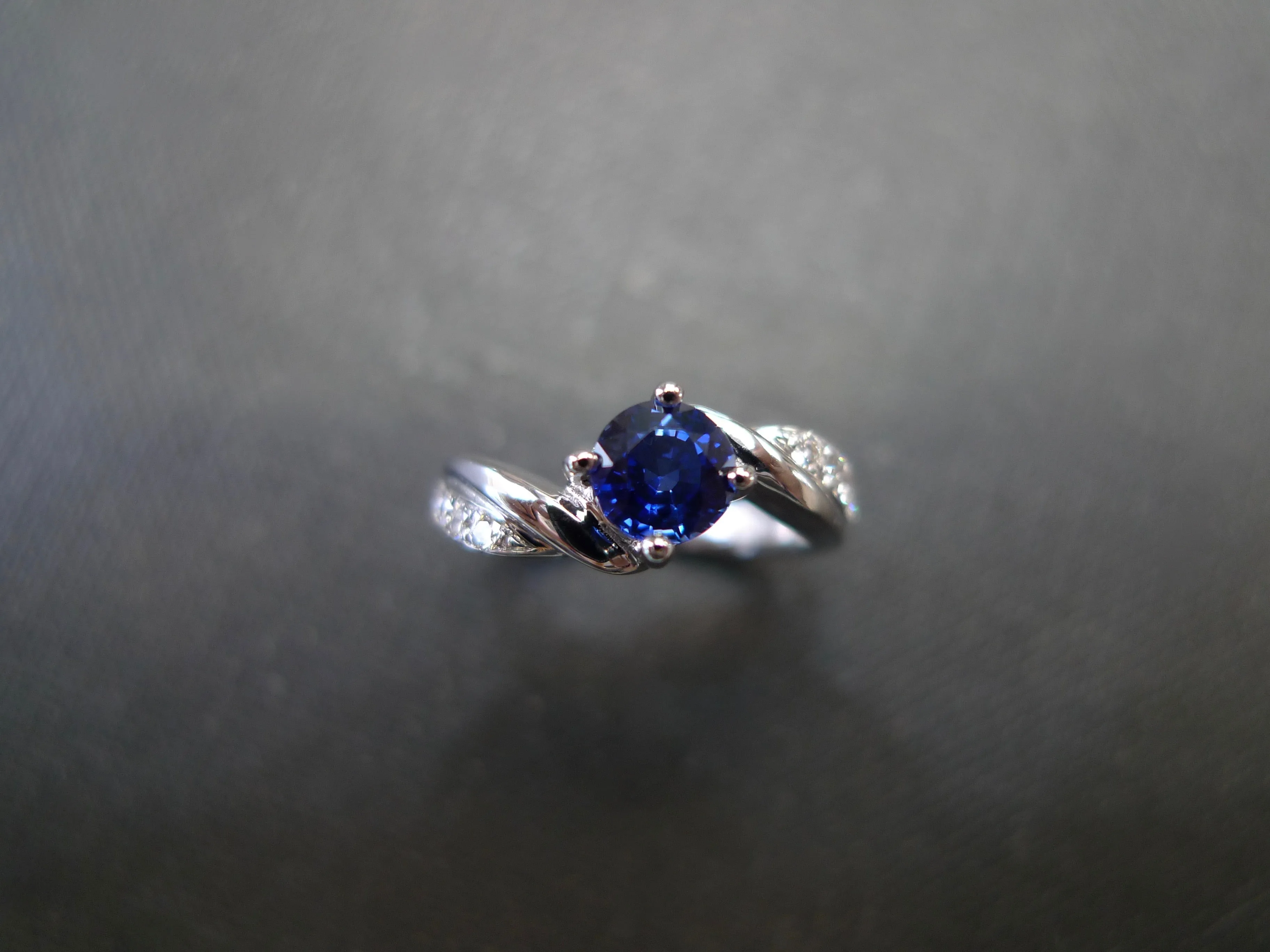 Blue Sapphire and Diamond Twist Ring