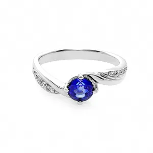 Blue Sapphire and Diamond Twist Ring