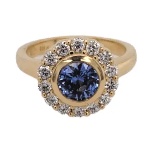 Blue Sapphire Halo Ring