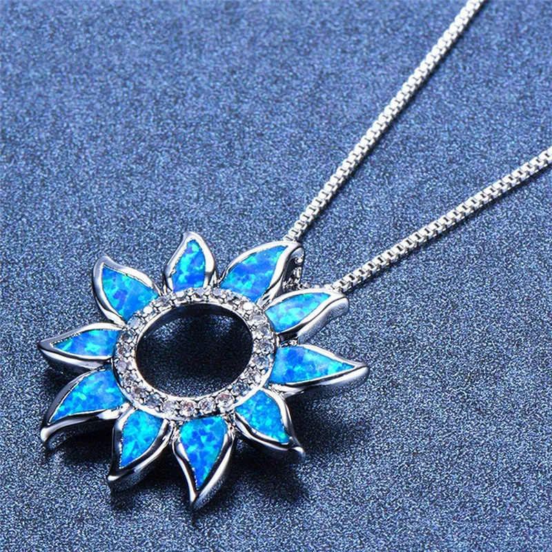 Blue/Red  Fire Opal Necklace