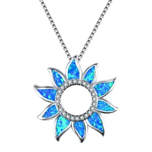 Blue/Red  Fire Opal Necklace