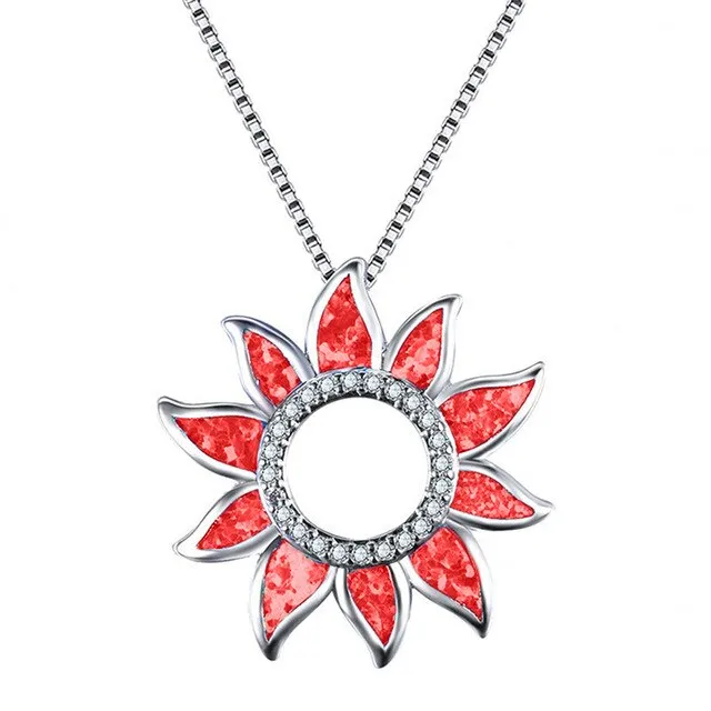 Blue/Red  Fire Opal Necklace